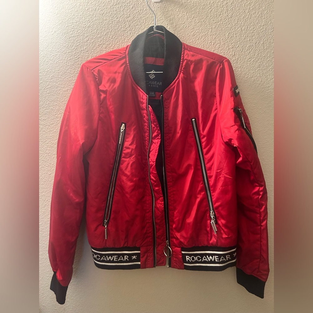 Rocawear Red & Black Bomber Jacket Size M Y2K Hip Hop Streetwear